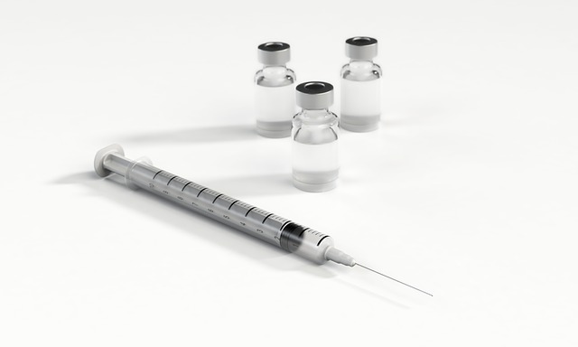 vaccine syringe and vials